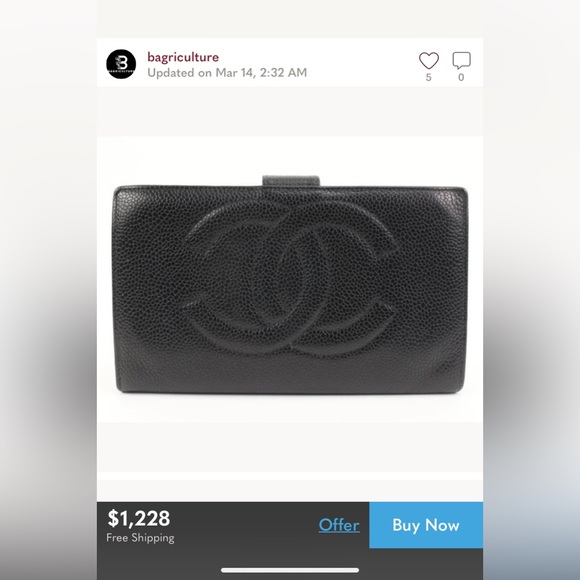 $1295 CHANEL CC Caviar Leather Wallet - Picture 10 of 13